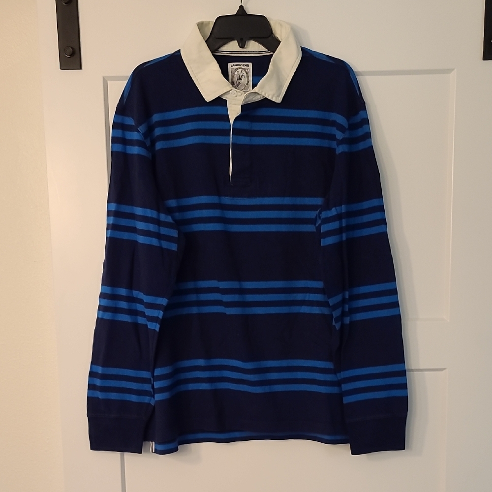 Lands' End Striped Rugby Shirt, Size XL